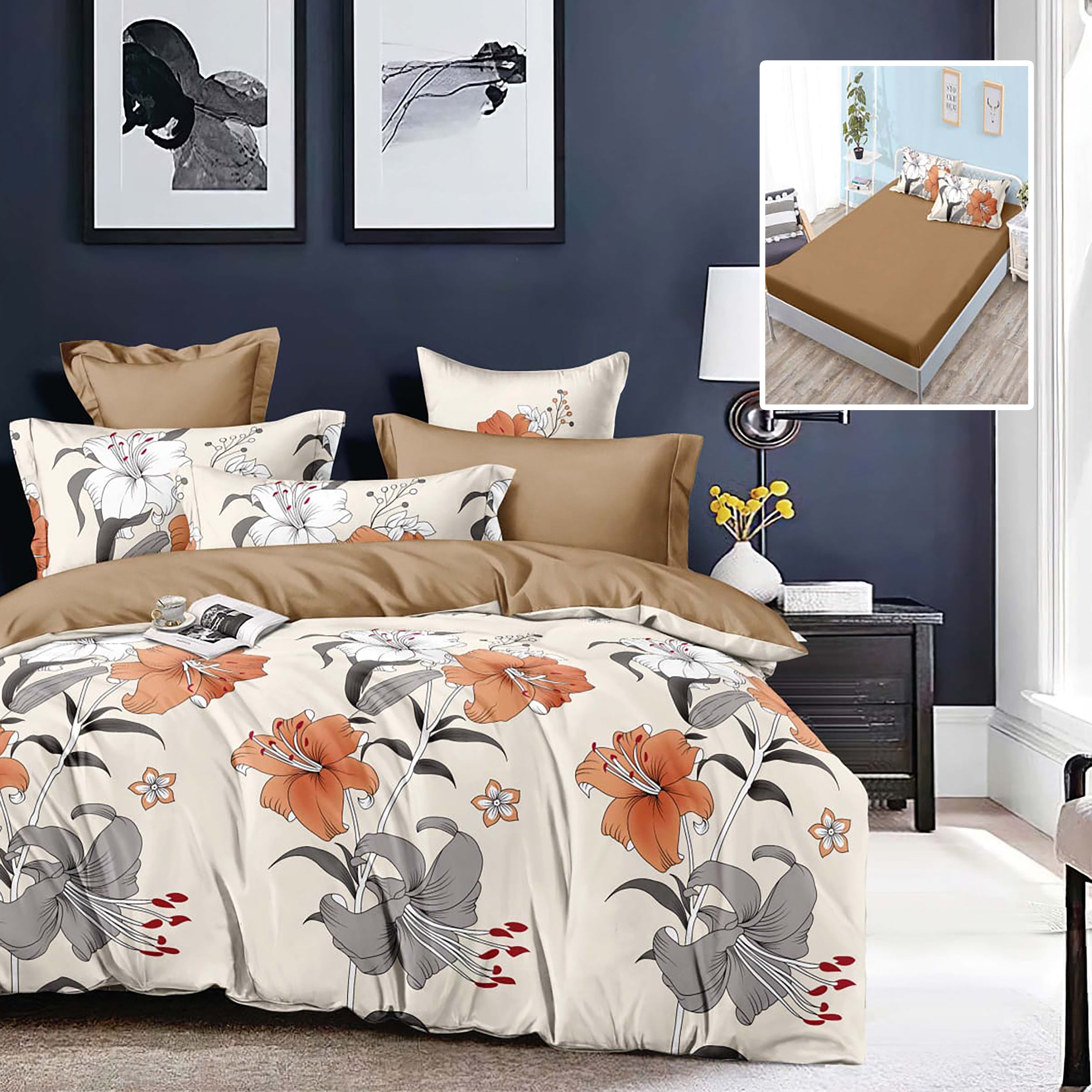 LENJERIE FINET 6 PIESE CU HUSĂ - 160x200 ȘI 180x200 (HF6P239)